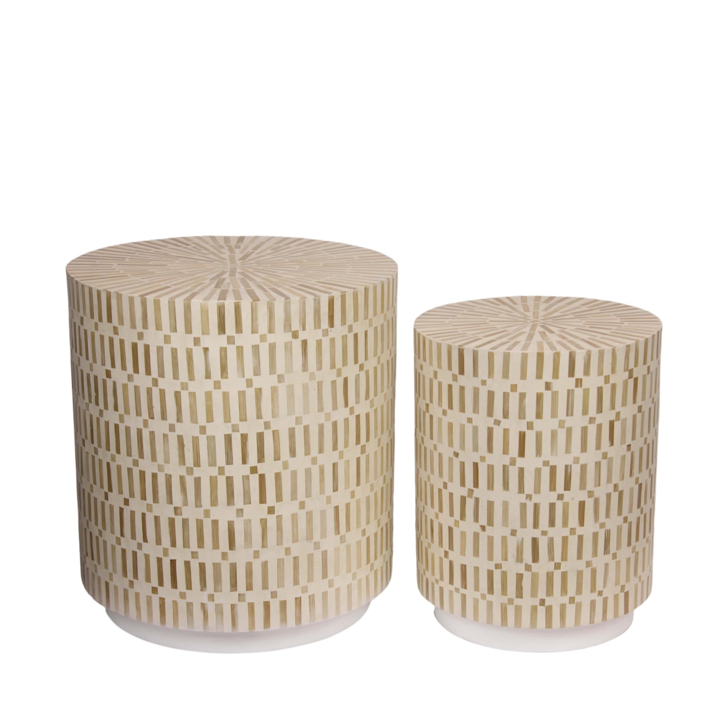 Ronde bijzettafels bamboe crème set van 2 FSC 100%
