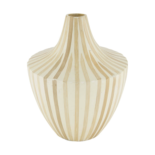 Bamboe vaas crème FSC 100% decoratieve vaas 31 cm