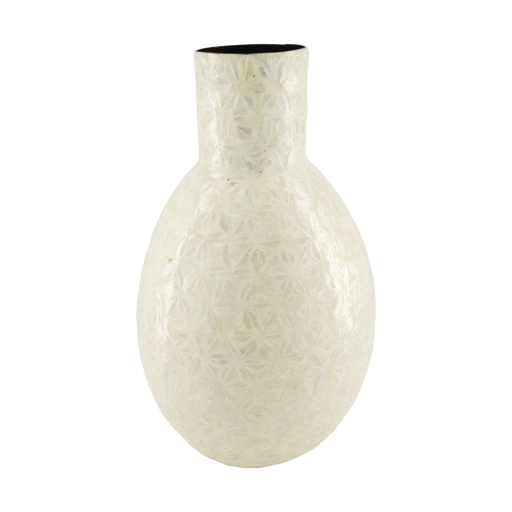 Capiz bamboe vaas wit decoratieve vaas 45 cm