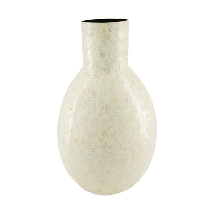 Capiz bamboe vaas wit decoratieve vaas 45 cm
