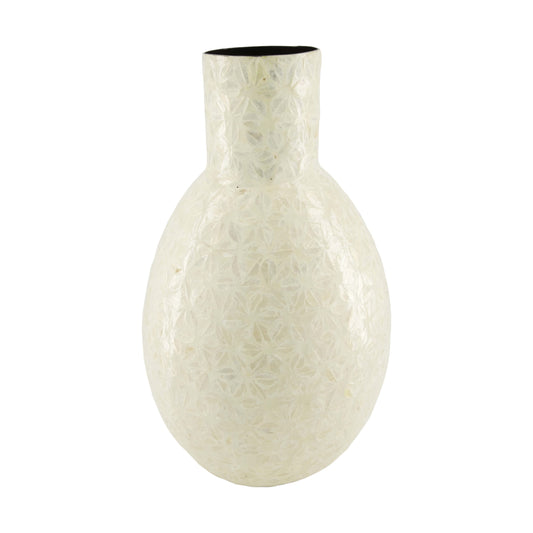 Capiz bamboe vaas wit decoratieve vaas 45 cm