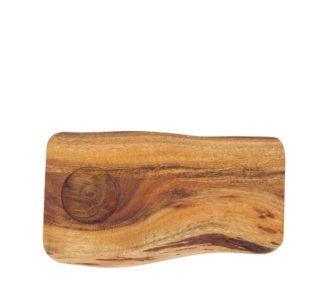 Acacia serveerplank met kopjeshouder FSC 100% 22 cm