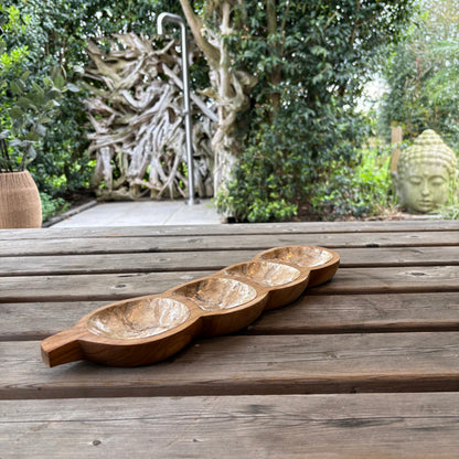 Capiz teakhout schaal naturel goud 42 cm decoratief