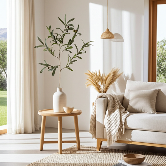 Kunst olijftak 85 cm olijfgroen van Youna Label, realistische decoratieve tak voor stijlvolle vaas- en interieurdecoratie