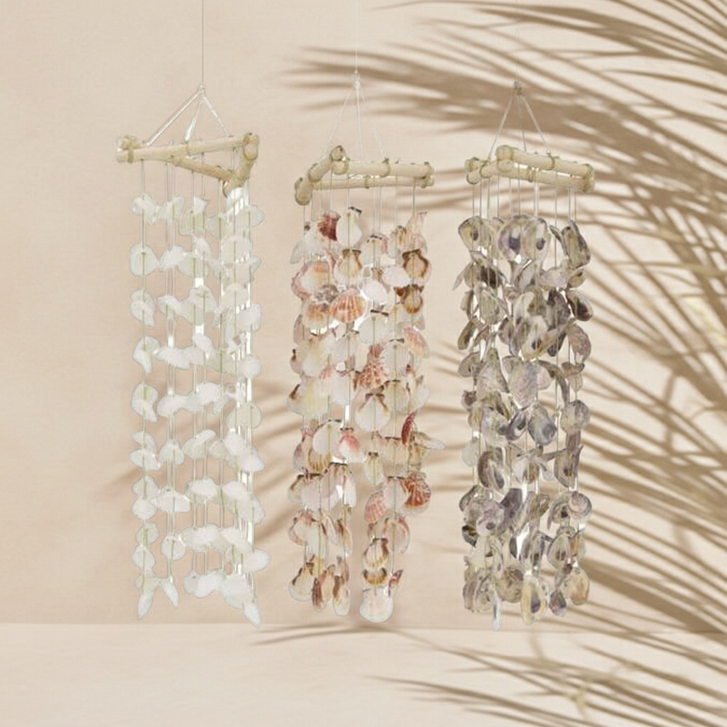 Schelp mobile hanger naturel set van 3 69 cm decoratie