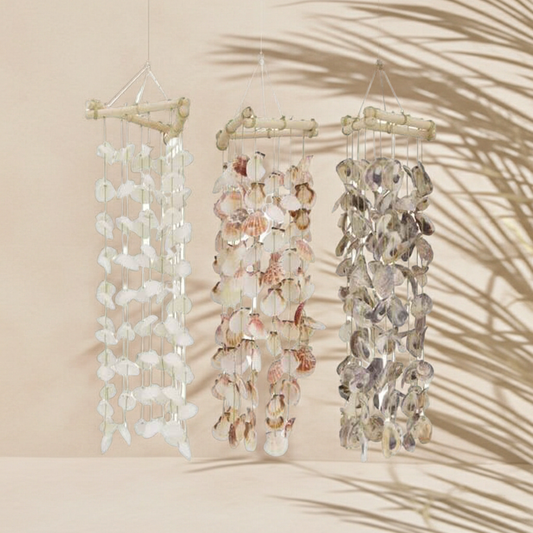 Schelp mobile hanger naturel set van 3 69 cm decoratie
