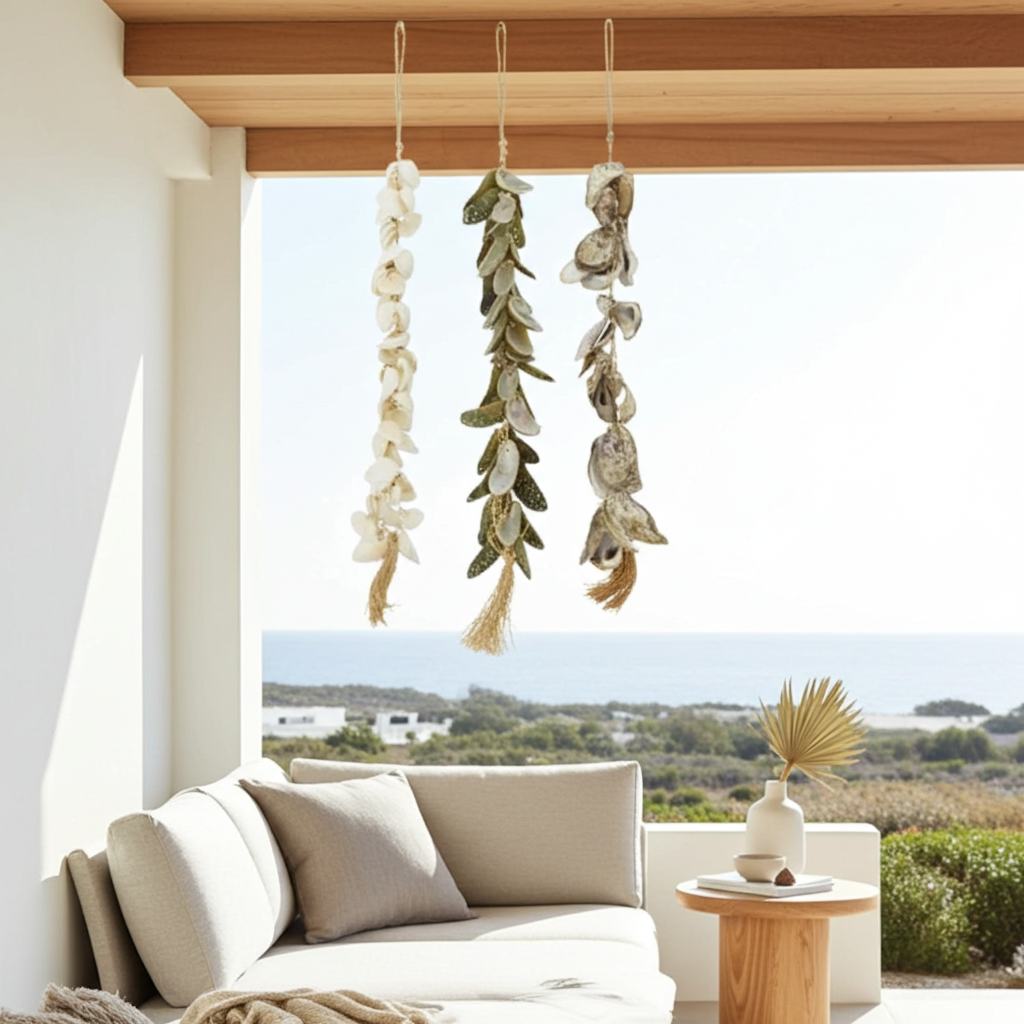 Schelpen slinger naturel set van 3 60 cm decoratie