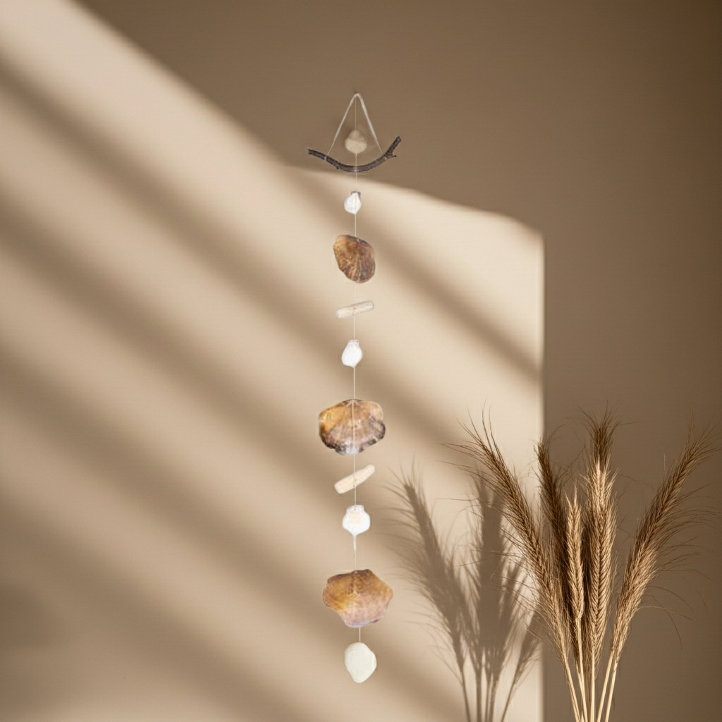 Schelpen slinger perzik naturel set van 3 80 cm decoratie