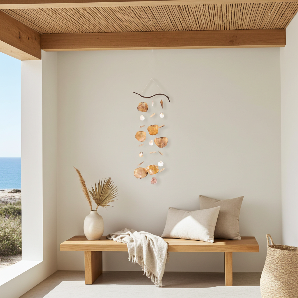 Schelpen wandhanger perzik naturel 80 cm decoratie