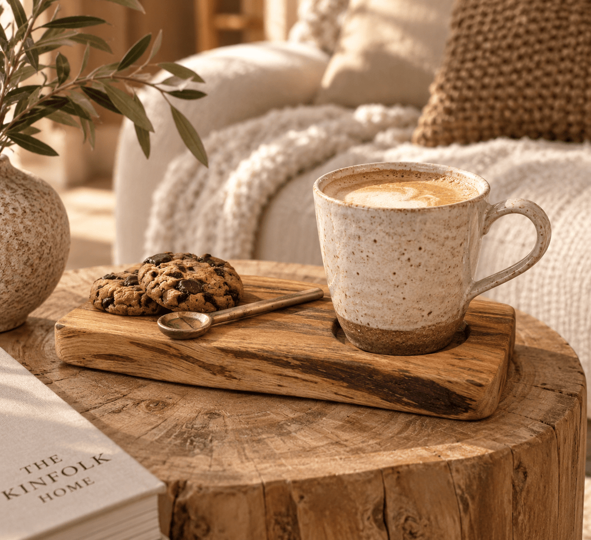 Acacia houten serveerplank met kopjeshouder – FSC 100% - Set van 2 - Youna Label