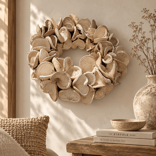 Decoratieve krans van natuurlijke elementen naturel – 55 cm - Youna Label
