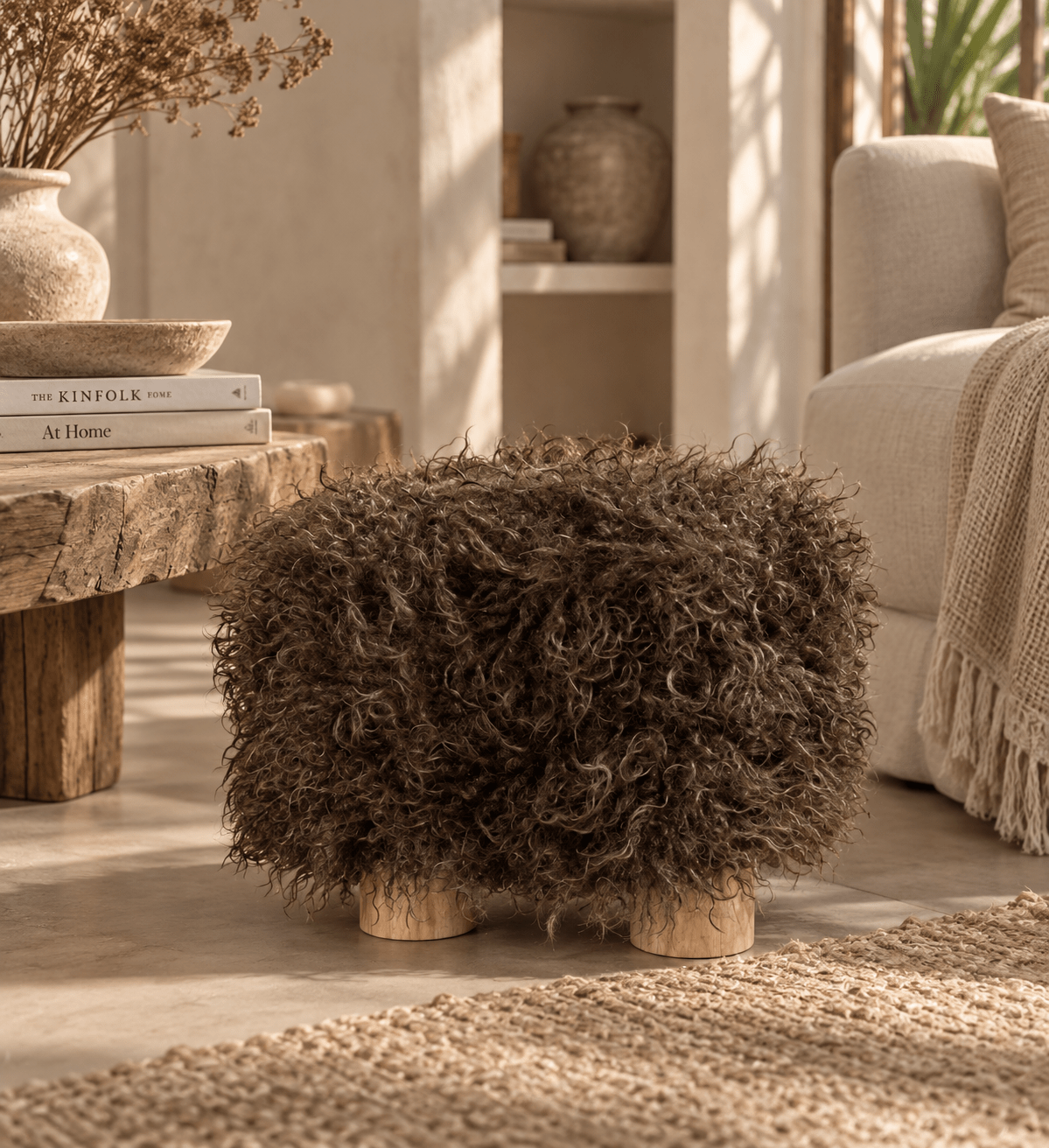 Fluffy krukje donkerbruin – 38x38x28 cm - Youna Label