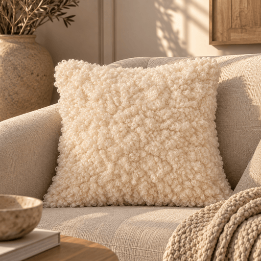 Fluffy sierkussen crème – 45x45 cm - Youna Label