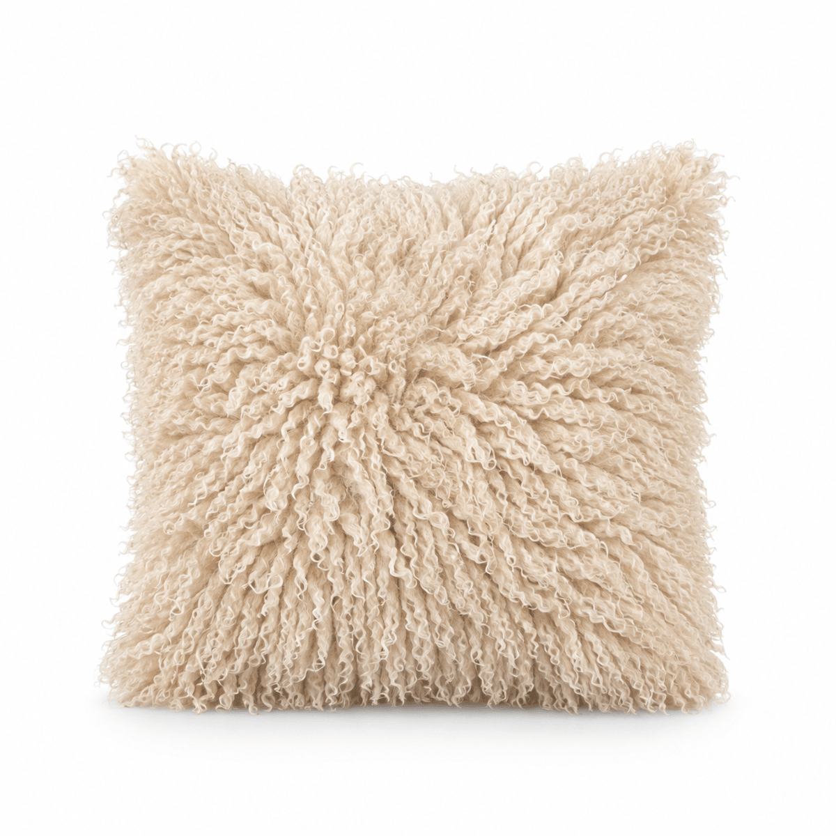 Fluffy sierkussen met krullen beige – 45x45 cm - Youna Label