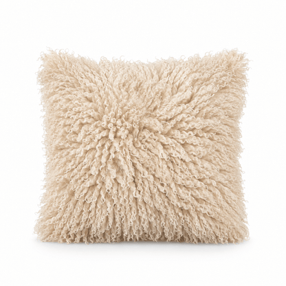 Fluffy sierkussen met krullen beige – 45x45 cm - Youna Label