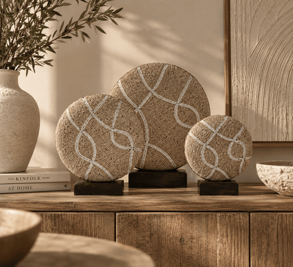 Handgemaakt kralenornament Bali Wave naturel/wit – S, M & L - Youna Label