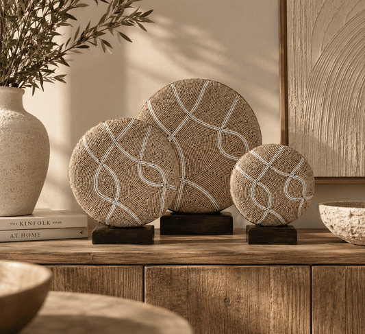 Handgemaakt kralenornament Bali Wave naturel/wit – S, M & L - Youna Label