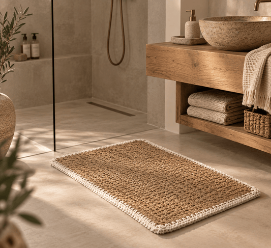Jute vloermat naturel met witte rand - Youna Label