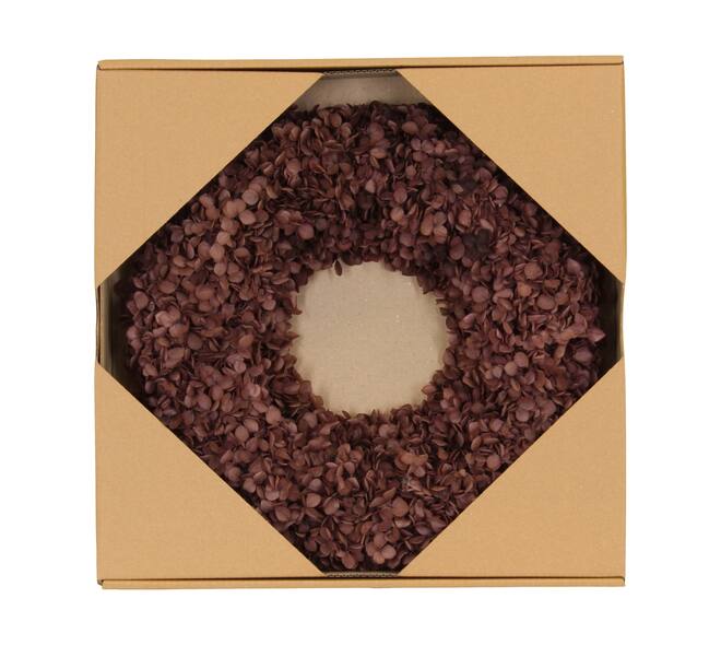 Krans van geconserveerde hortensia donkerbruin – 35 cm - Youna Label