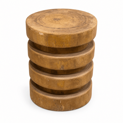 Ronde houten bijzettafel met ribbels bruin – 38x38x48 cm - Youna Label