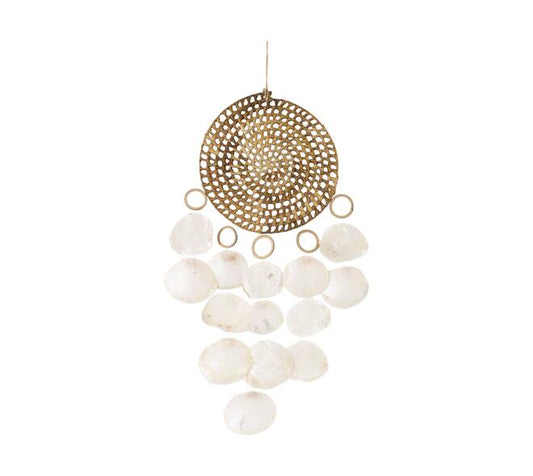 Rotan wandhanger met capiz schelpen naturel – 30x5x70 cm - Youna Label
