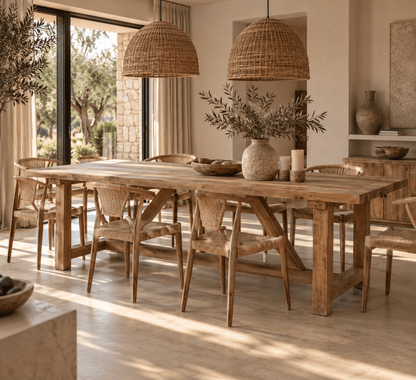 Tafel van rustiek teakhout - 240 x 100 x 78 cm - Youna Label