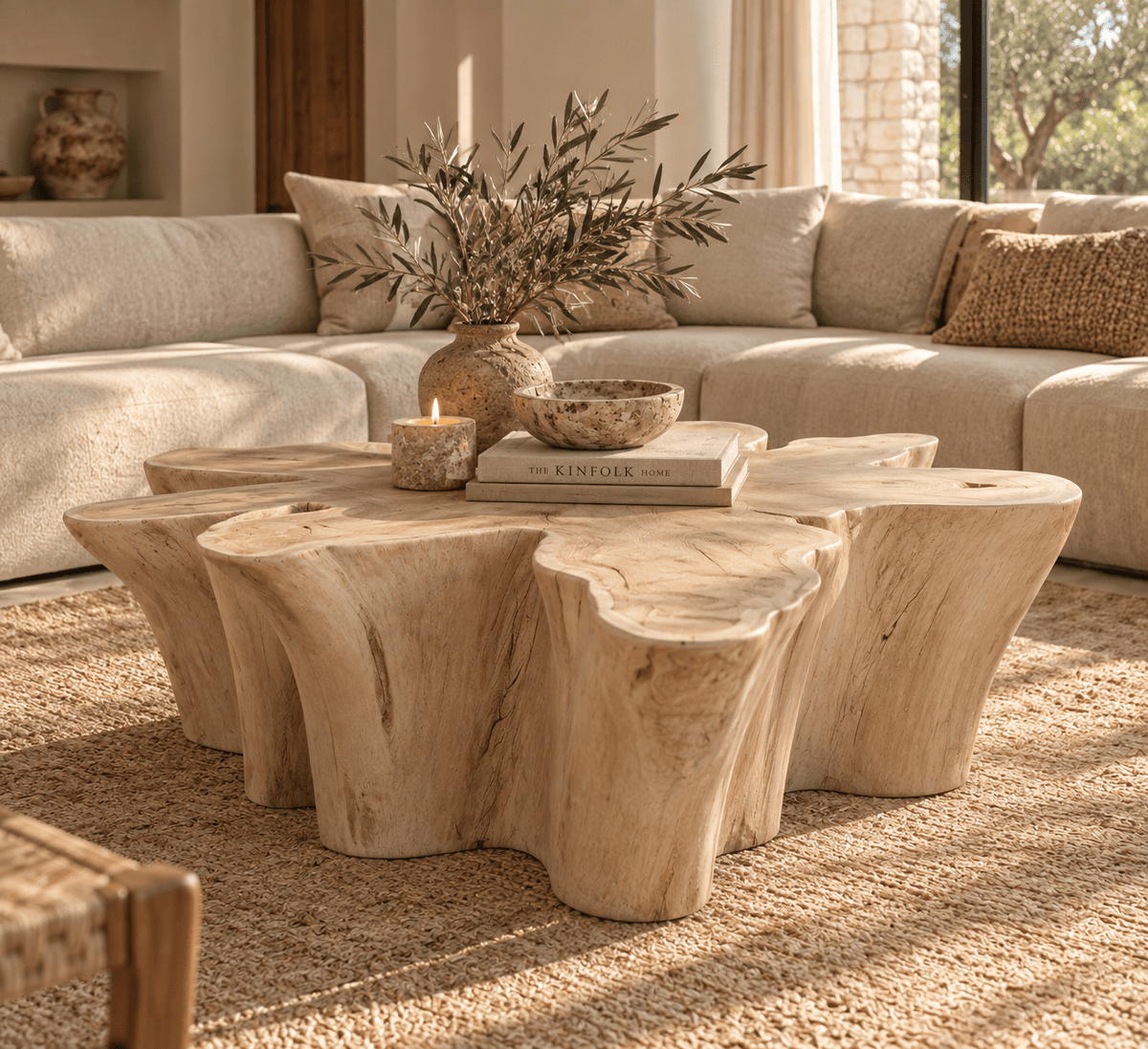 Teakhouten salontafel gebleekt – 98x98x45 cm - Youna Label