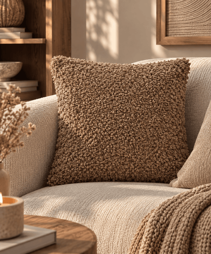 Teddy sierkussen bruin – 60x60 cm - Youna Label