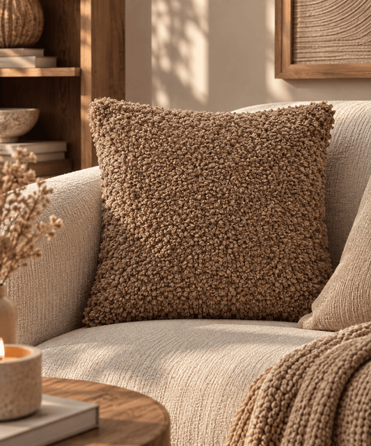 Teddy sierkussen bruin – 60x60 cm - Youna Label